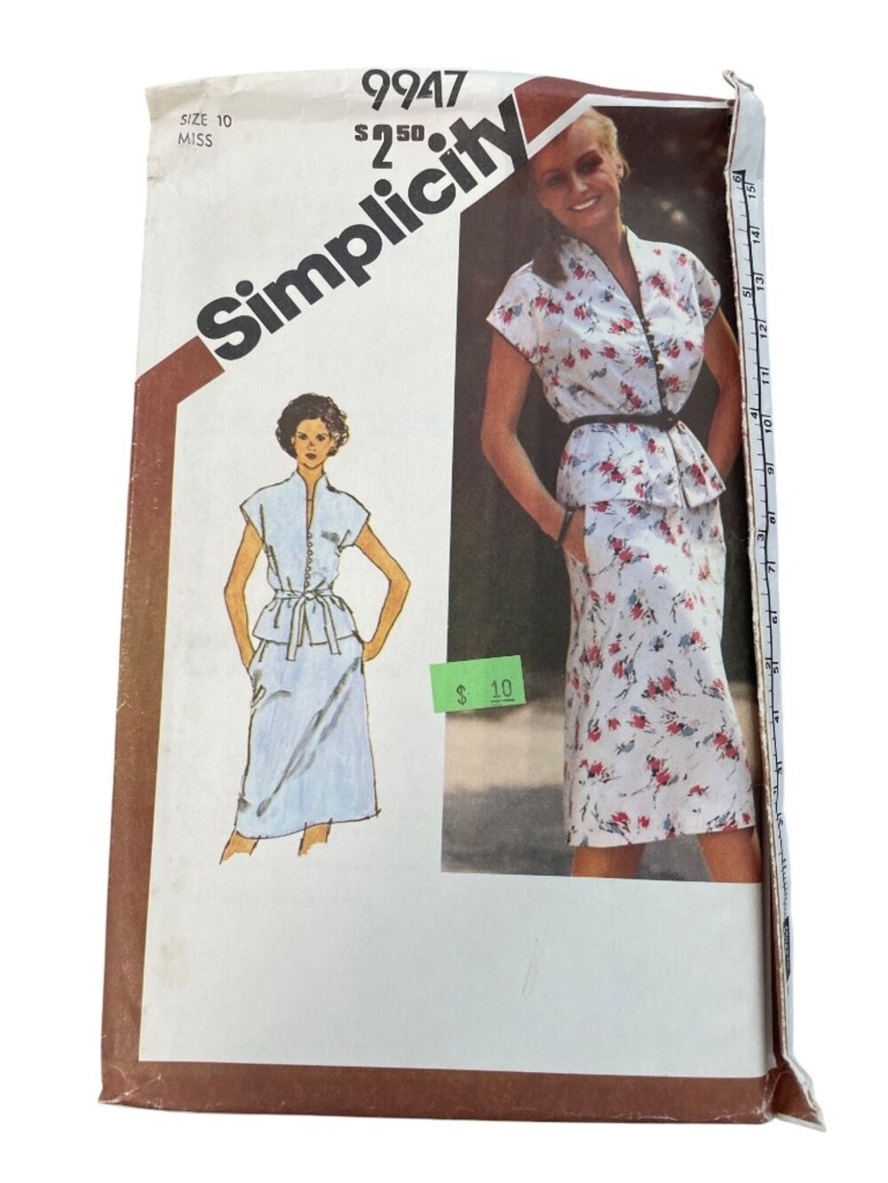 Vintage 80s Simplicity 9947 Sewing Pattern Size 10 Misses Two Piece Dress CUT